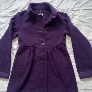Lands End girls purple pea coat jacket Size Medium (10-12) Full Zip